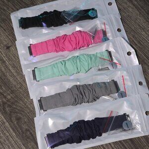 5 Pack Bundle -Solid 20mm Scrunchie Watchband for Samsung and Smart Watch Lot